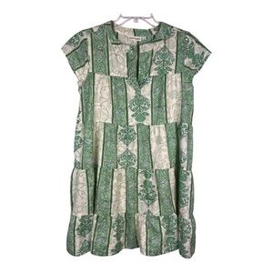 Roller Rabbit Sz XS Pamela Tiered Split V-Neck Cap Sleeve Mini Dress